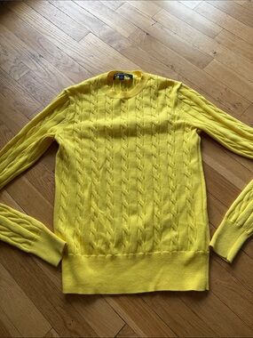 Brooks Brothers Yellow Cable Knit Crewneck Sweater